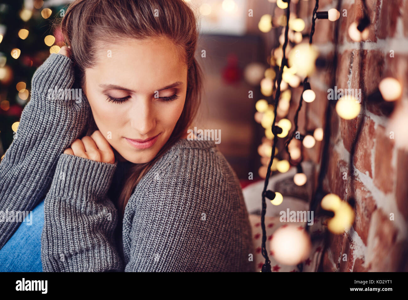 Christmas time spending in loneliness Stock Photo