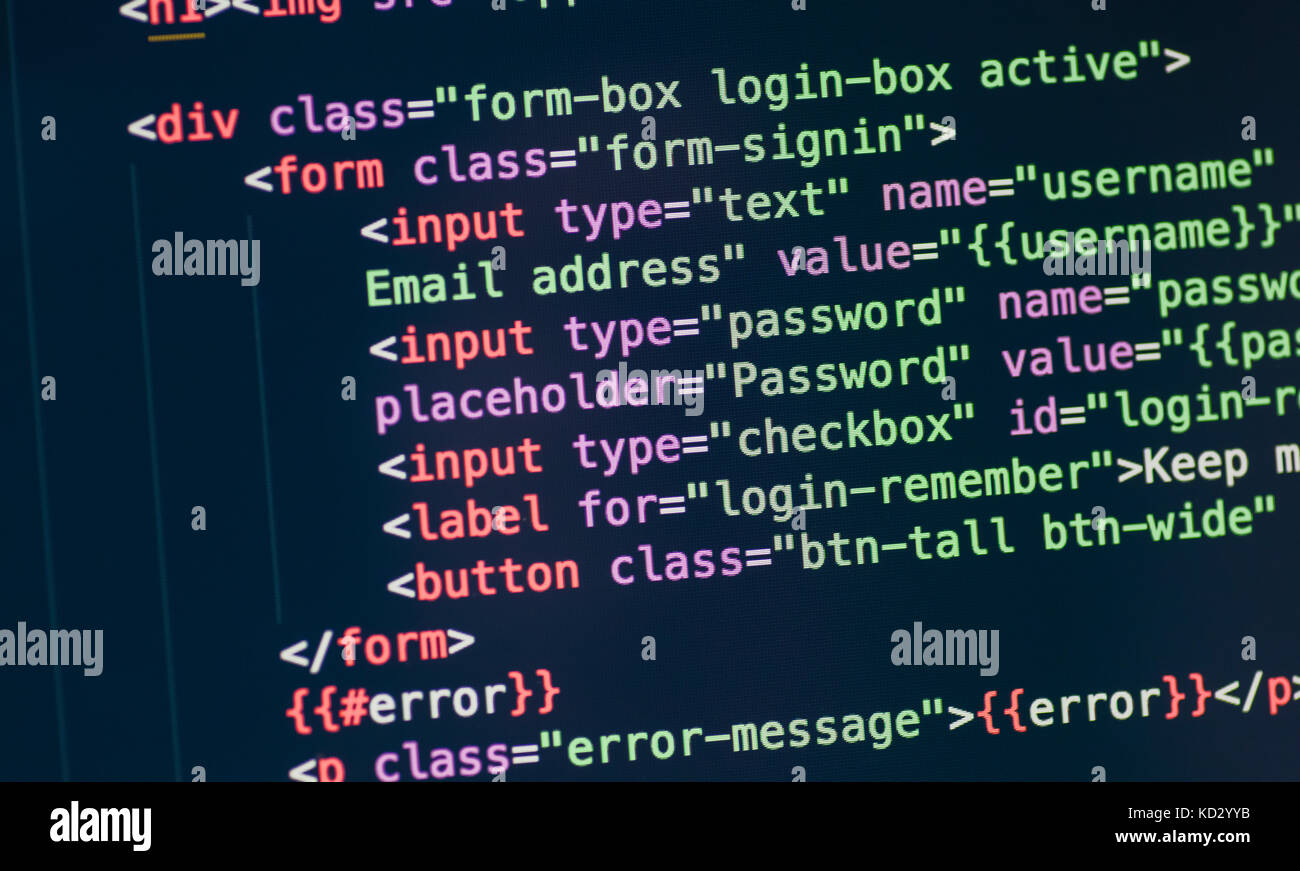 Code syntax on a computer screen Stock Photo - Alamy