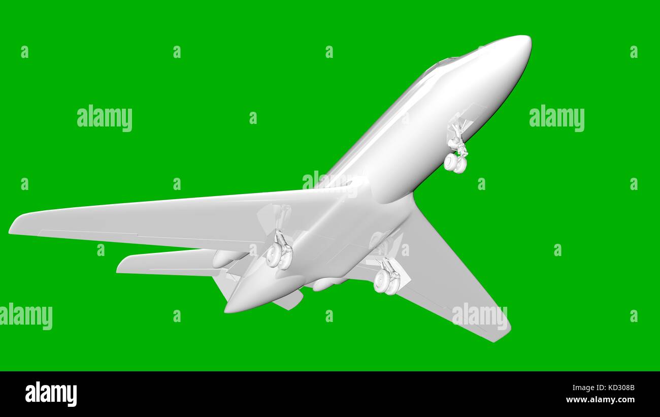 isolated white 3d rendering of an airplane on a green background Stock ...