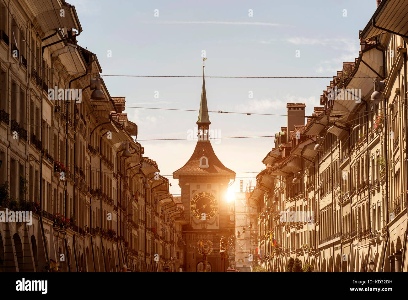 Diminishing perspective of buildings in street, Bern, Switzerland, Europe Stock Photo