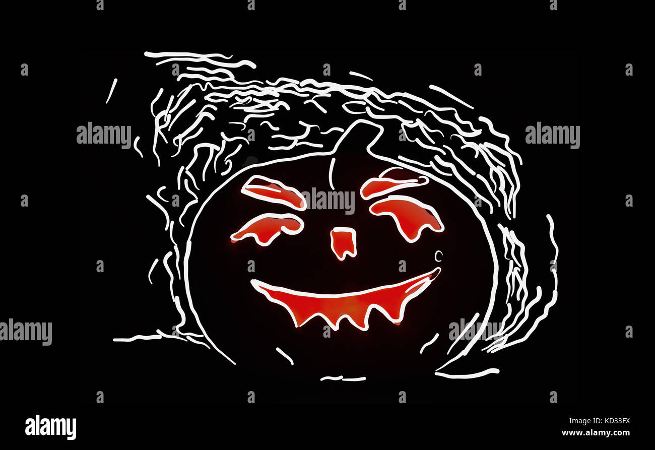 illustration of halloween pumpkin on the black background Stock Photo ...