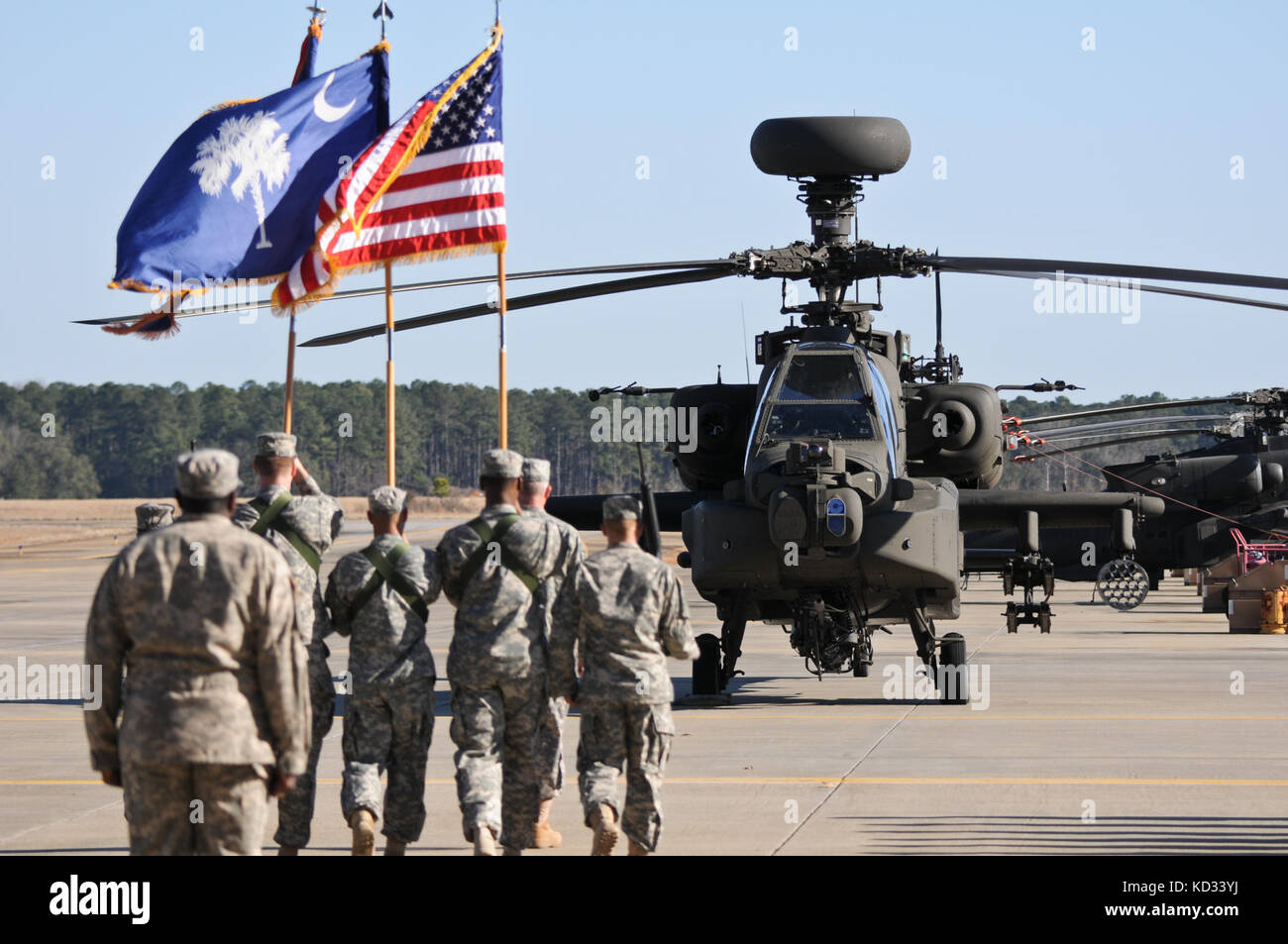 U.S. Army National Guard Soldiers post the colors at the Army Aviation