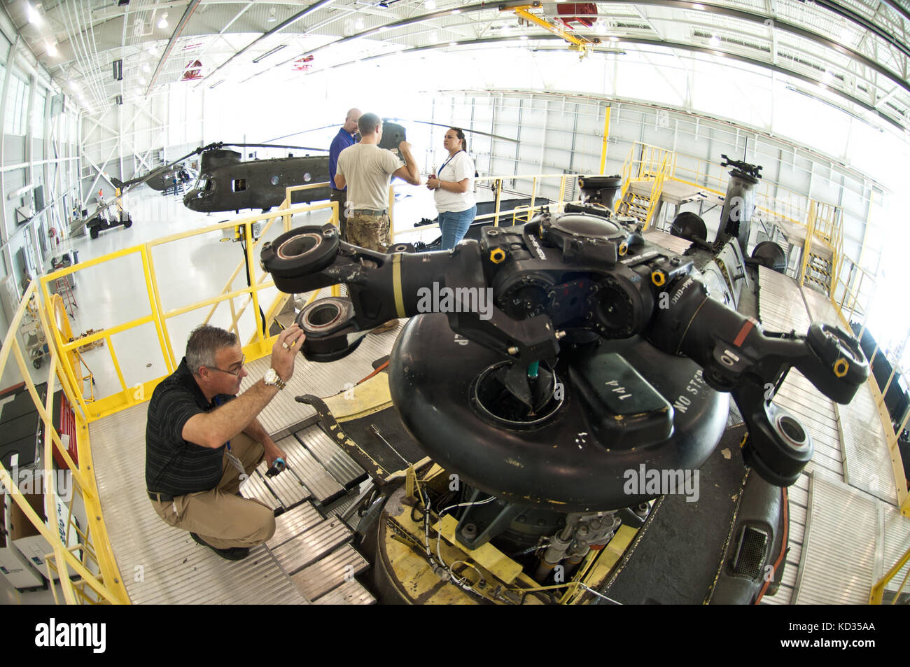 The South Carolina Employer Support of the Guard and Reserve organization hosts more than 40 South Carolina employers for a tour of South Carolina National Guard facilities in Anderson and Greenville, South Carolina, July 30, 2015. The visit included a tour of the Donaldson Aviation Center to learn about the missions of rotary aircraft and the Army Air Missile Defense Command, where they were briefed on the recent deployment of the 263rd AAMDC to the National Capitol region. ESGR is a Department of Defense program that promotes supportive work environments for service members in the Reserve Co Stock Photo