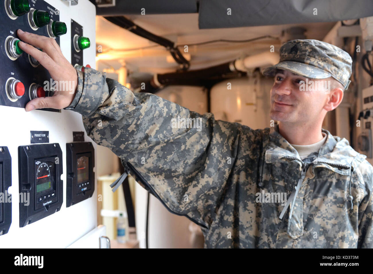 U.S. Army Sgt. James Rowe, a water purification specialist assigned to