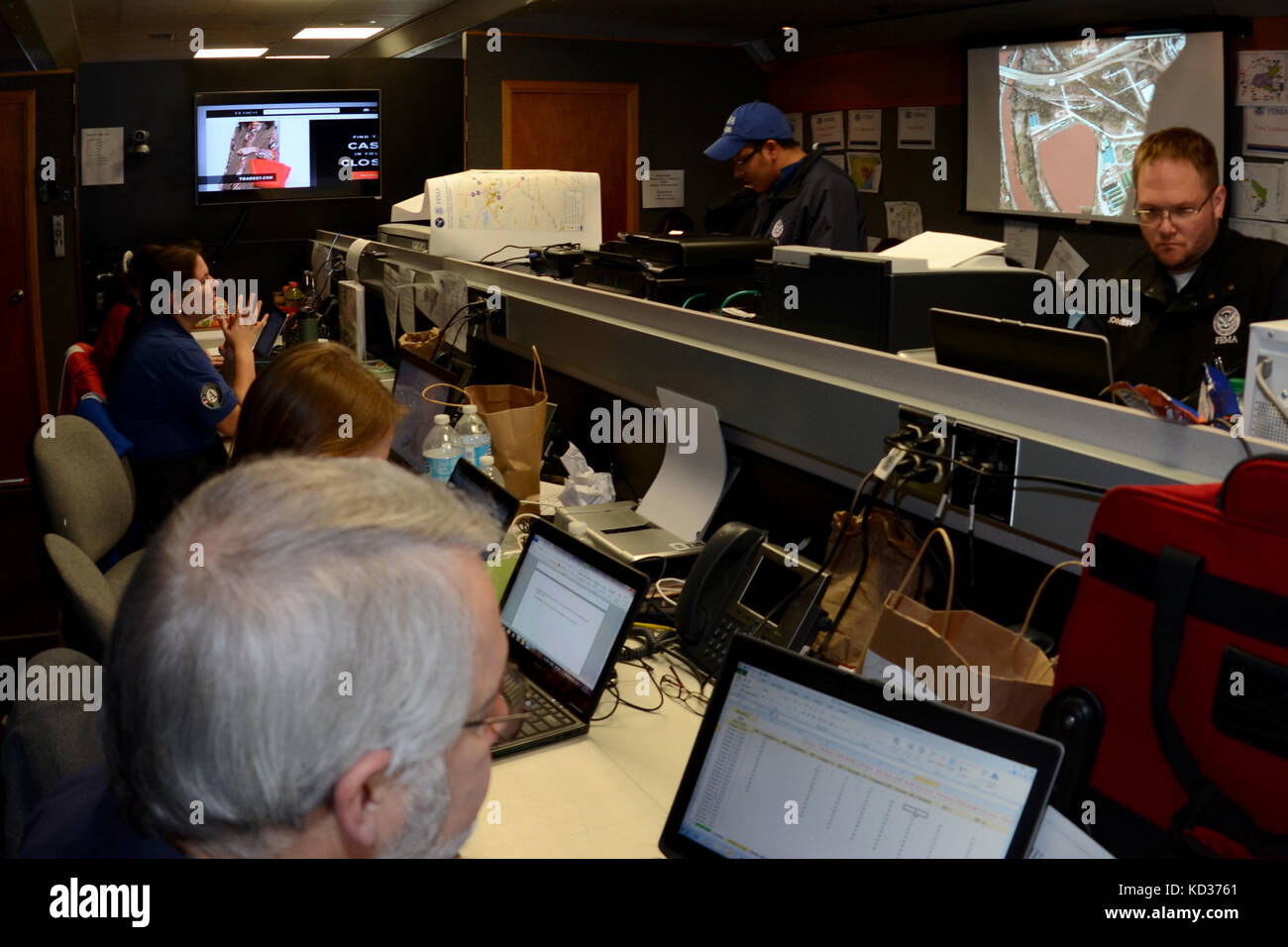 Federal Emergency Management Agency employees work at the National Guard Readiness Center, S.C