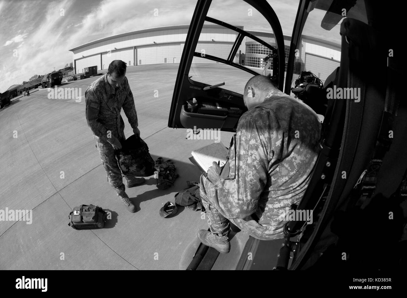 U.S. Army Cpt. Jon Strickland and Staff Sgt. Brian Holder, assigned to Company A, 2151st