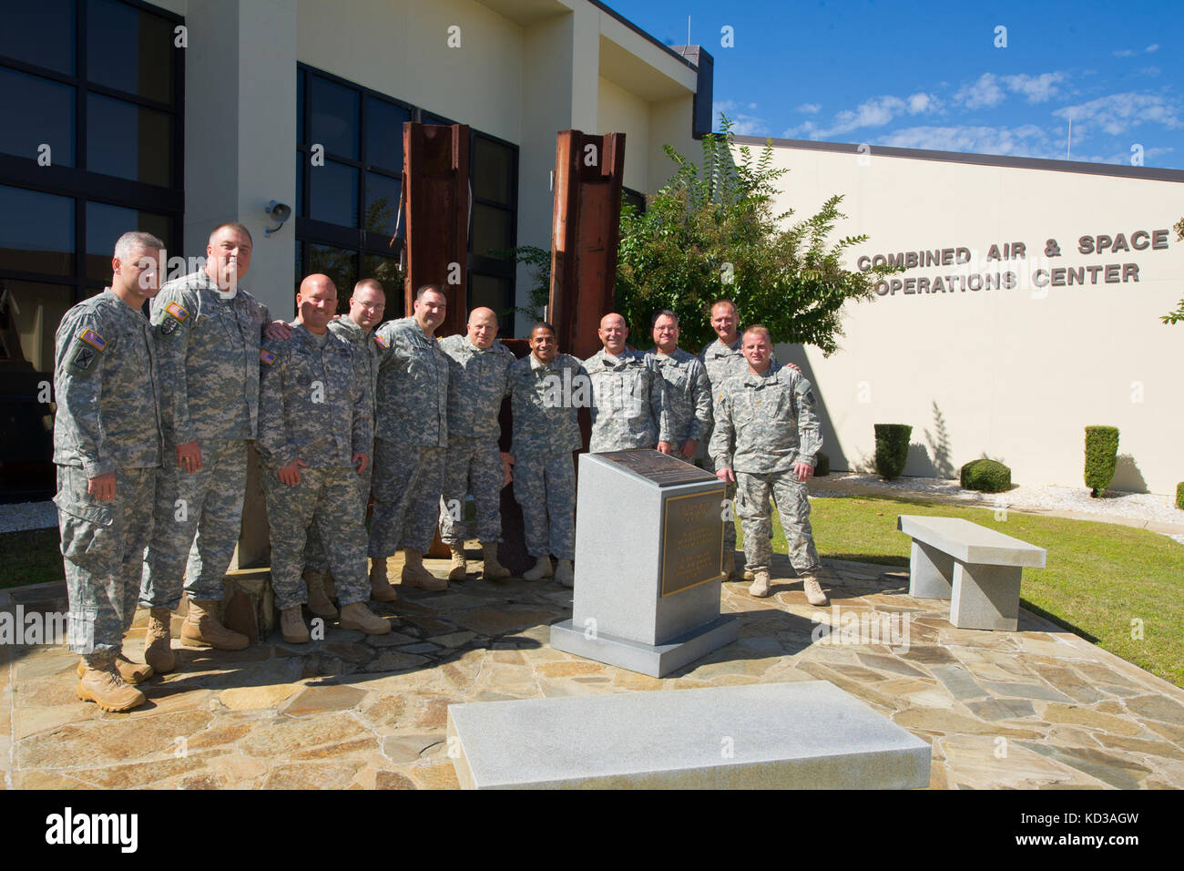 U.S. Army Maj. Gen. Robert E. Livingston Jr., The Adjutant General for South Carolina, met with soldiers assigned to the 263rd Army Air Missile Defense Command during exercise Vigilant Shield 15 at Tyndall AFB, Oct. 24, 2014.  The 263rd is supporting bi-national North American Aerospace Defense Command and U.S. Northern Command on the yearly homeland defense exercise that provides an opportunity to exercise mission areas and train headquarters staffs, NORAD Regions, and components on assigned missions. (U.S. Air National Guard photo by Tech. Sgt. Jorge Intriago/Released) Stock Photo