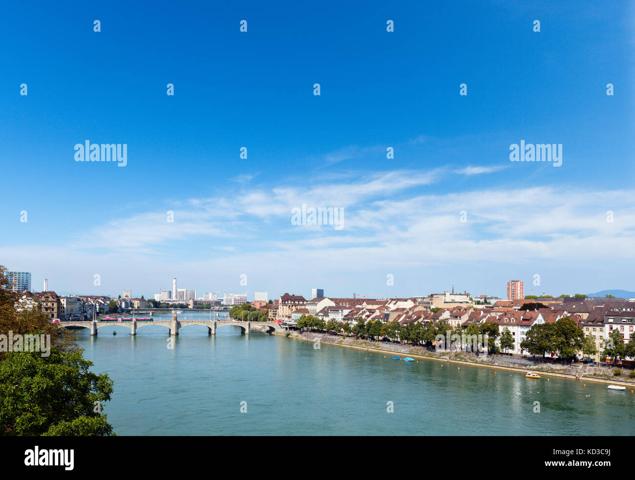 View over the city and River Rhine, Basel (Basle), Switzerland Stock Photo