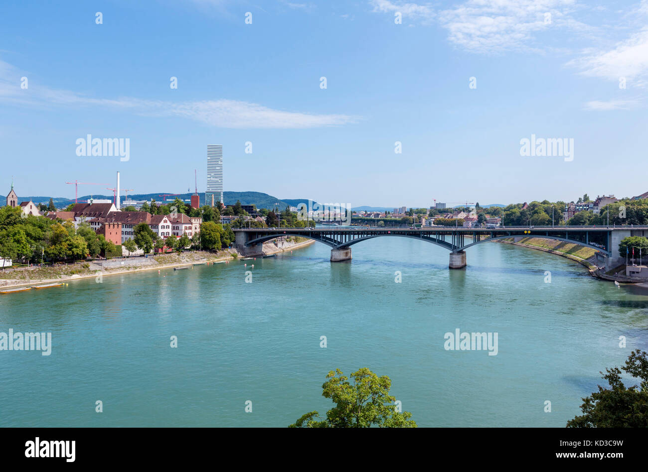 View over the city and River Rhine, Basel (Basle), Switzerland Stock Photo
