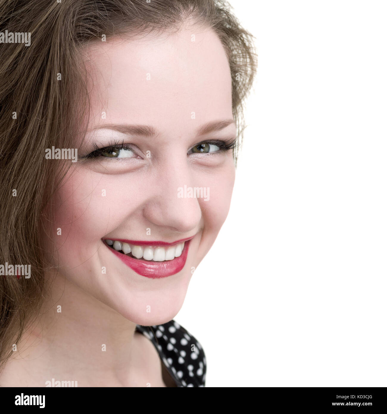 happy woman smiling portrait isolated over a white Stock Photo - Alamy