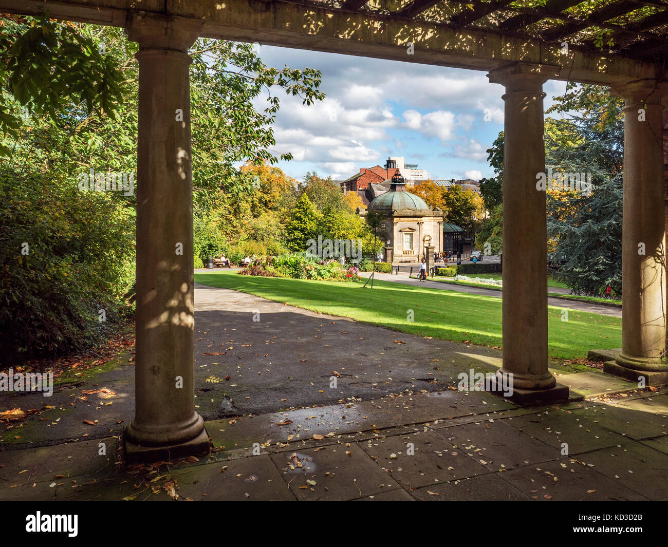 Royal Pump Room Museum from the Sun terrace in Valley Gardens Harrogate North Yorkshire England Stock Photo