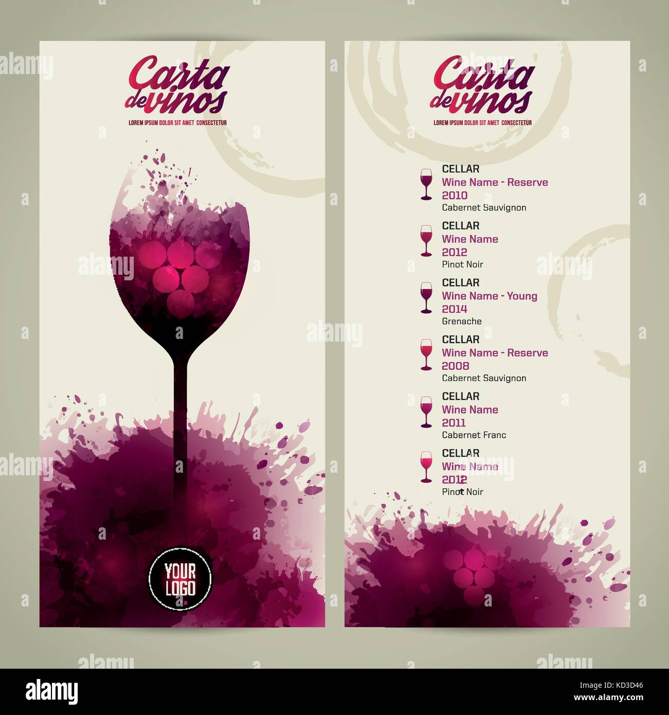 Template list or wine tasting. Illustration glass of wine. Background ...