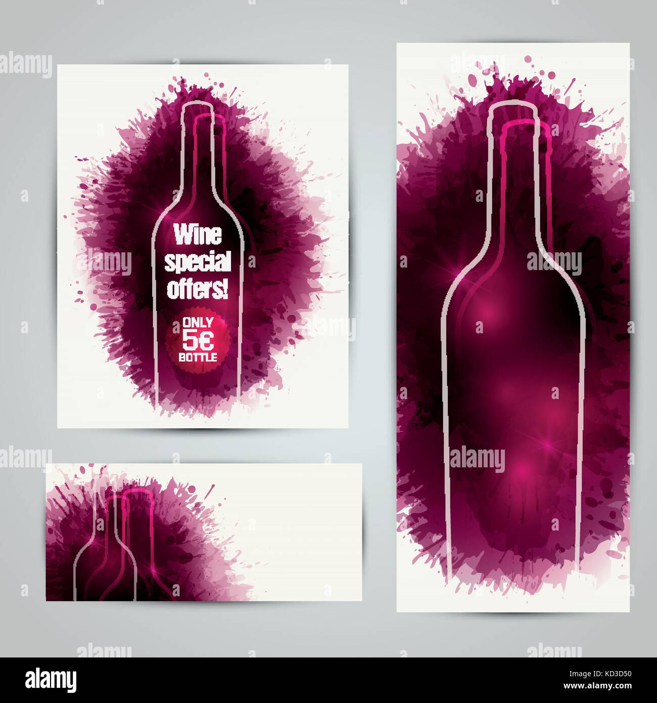 Banners or leaflets for wine promotions.Background with wine stains, expressive texture. Idea for your design. Vector Stock Vector