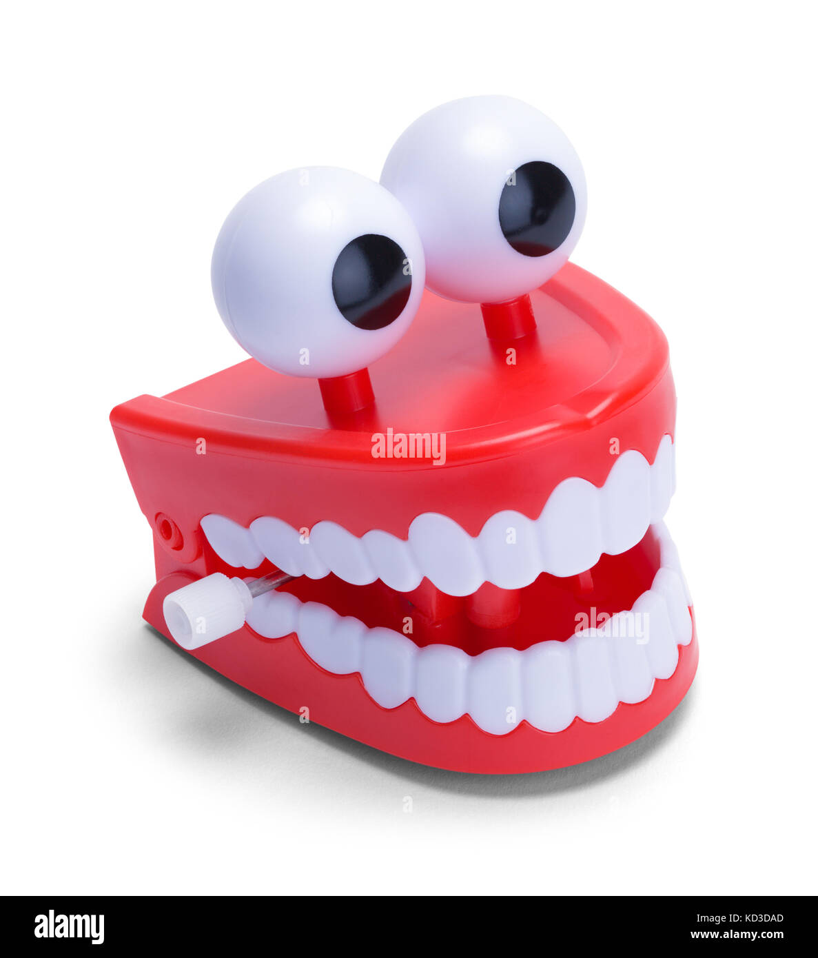 Red Chatter Teeth Isolated on a White Background. Stock Photo