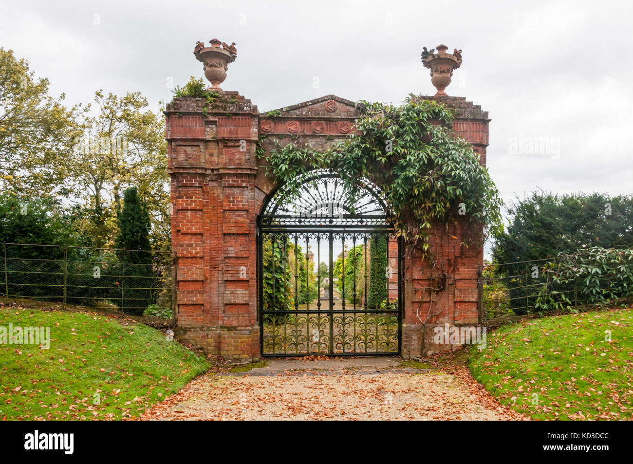 Entrance to the Walled Garden at Sandringham House, in autumn. Stock Photo