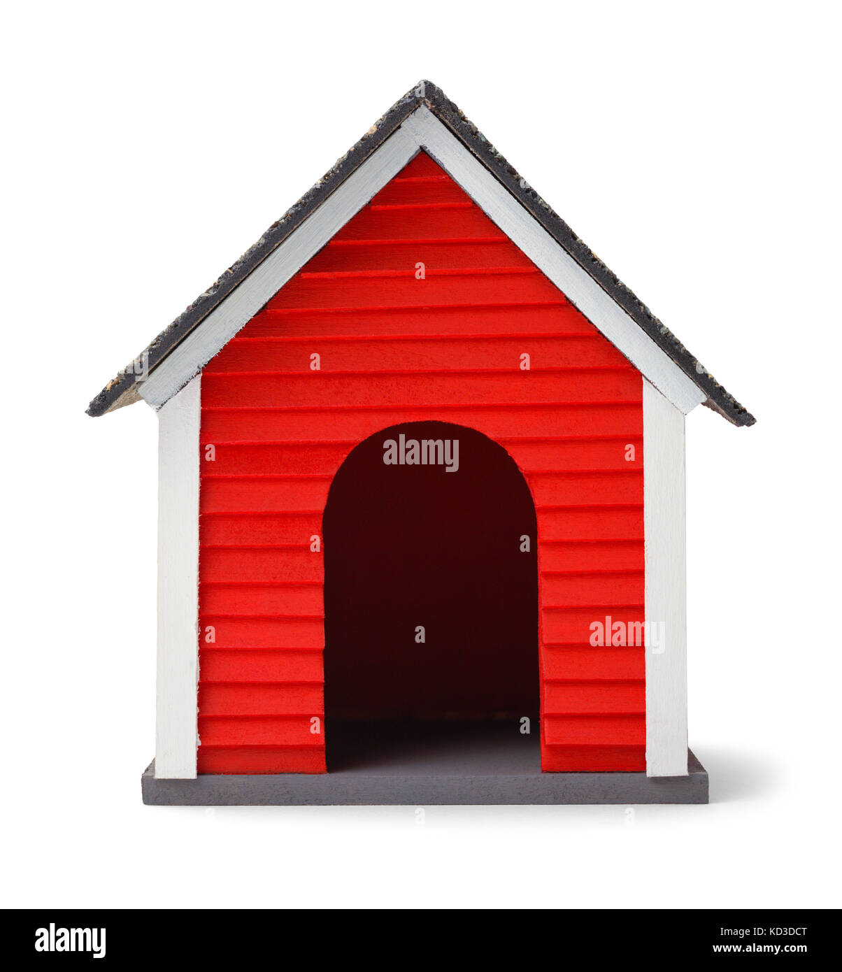 Red Dog House Front Isolated on White Background. Stock Photo
