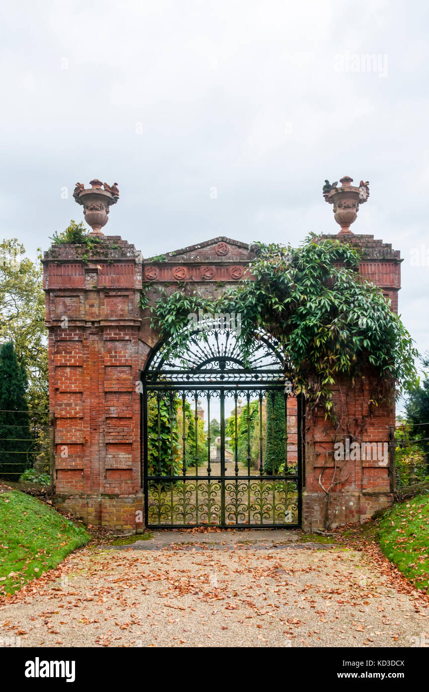 Entrance to the Walled Garden at Sandringham House, in autumn. Stock Photo