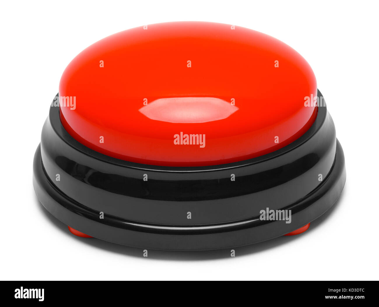 Large Red Push Button Isolated on a White Background. Stock Photo