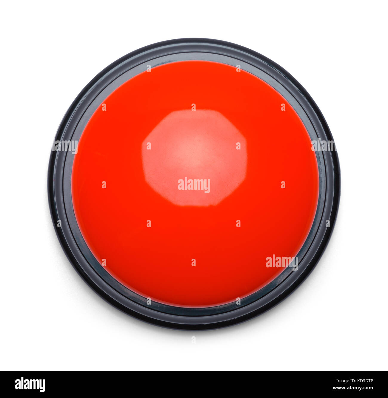 Large Red Push Button Isolated on a White Background. Stock Photo