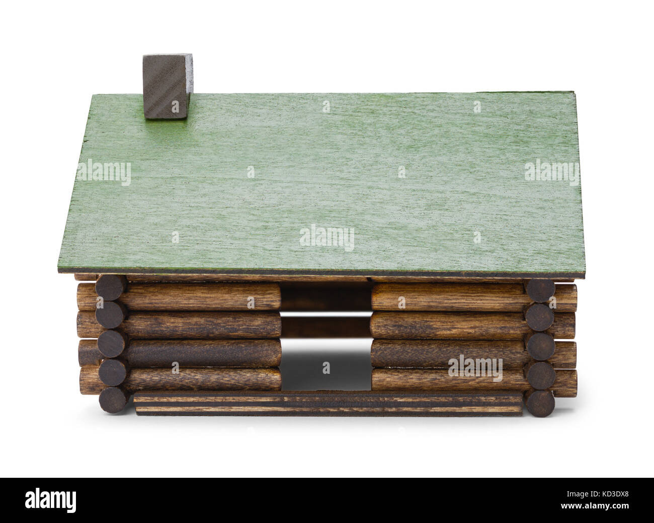 Toy Log Cabin Isolated on a White Background. Stock Photo