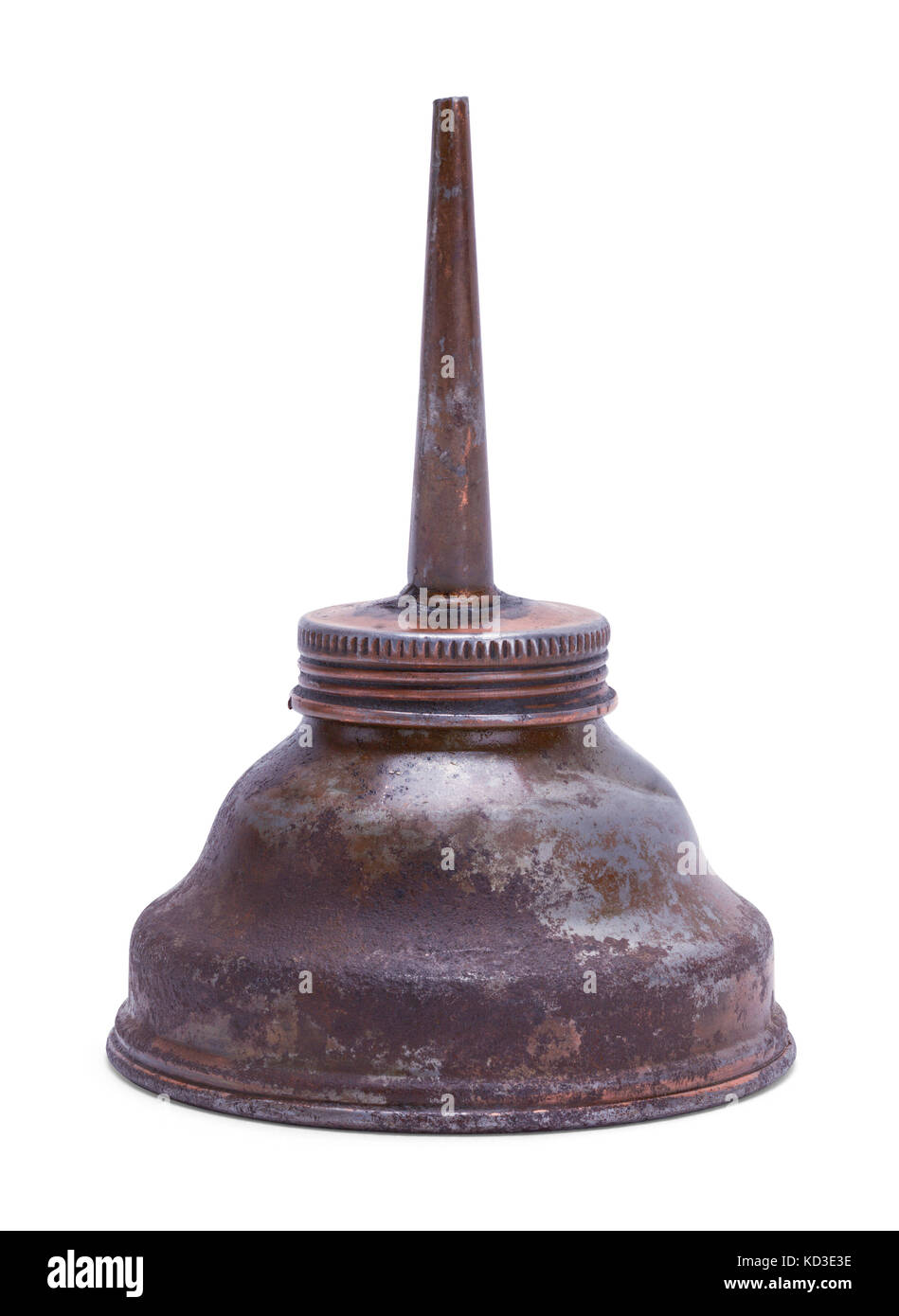Old Used Oil Can Isolated on a White Background. Stock Photo