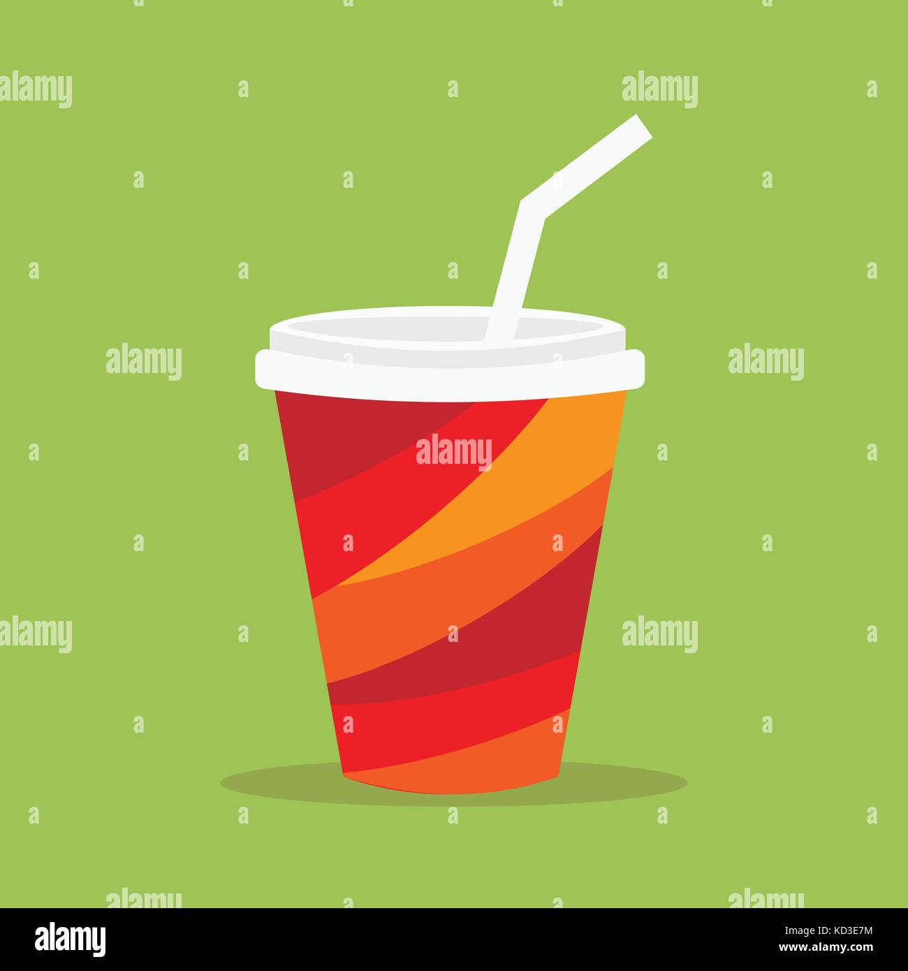 Paper glass icon. Paper red cups with straws for soda or cold beverage. Stock Vector