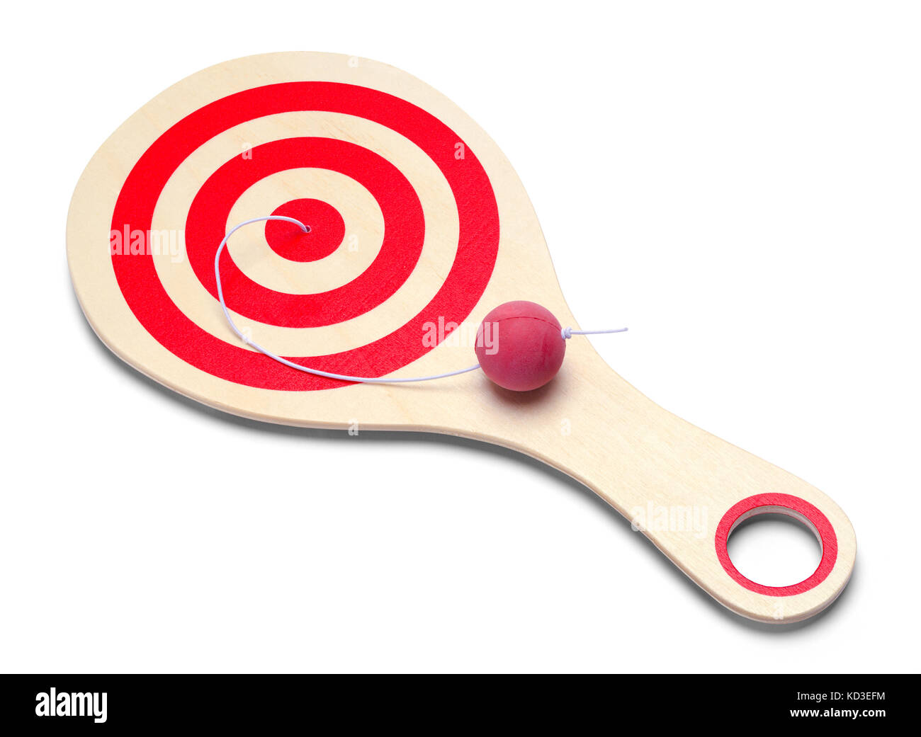 Wood Paddle Ball Toy Isolated on a White Background. Stock Photo