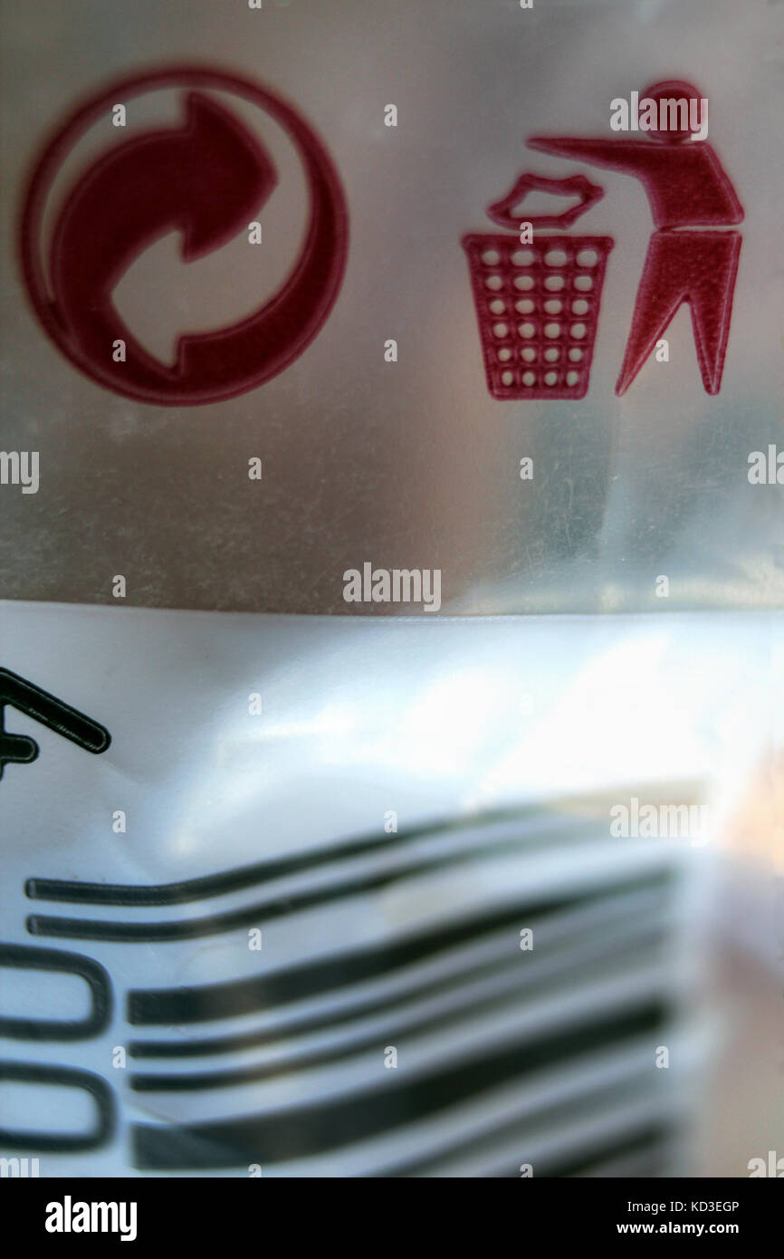 Close-up of garbage drop icon in a plastic bag Stock Photo - Alamy