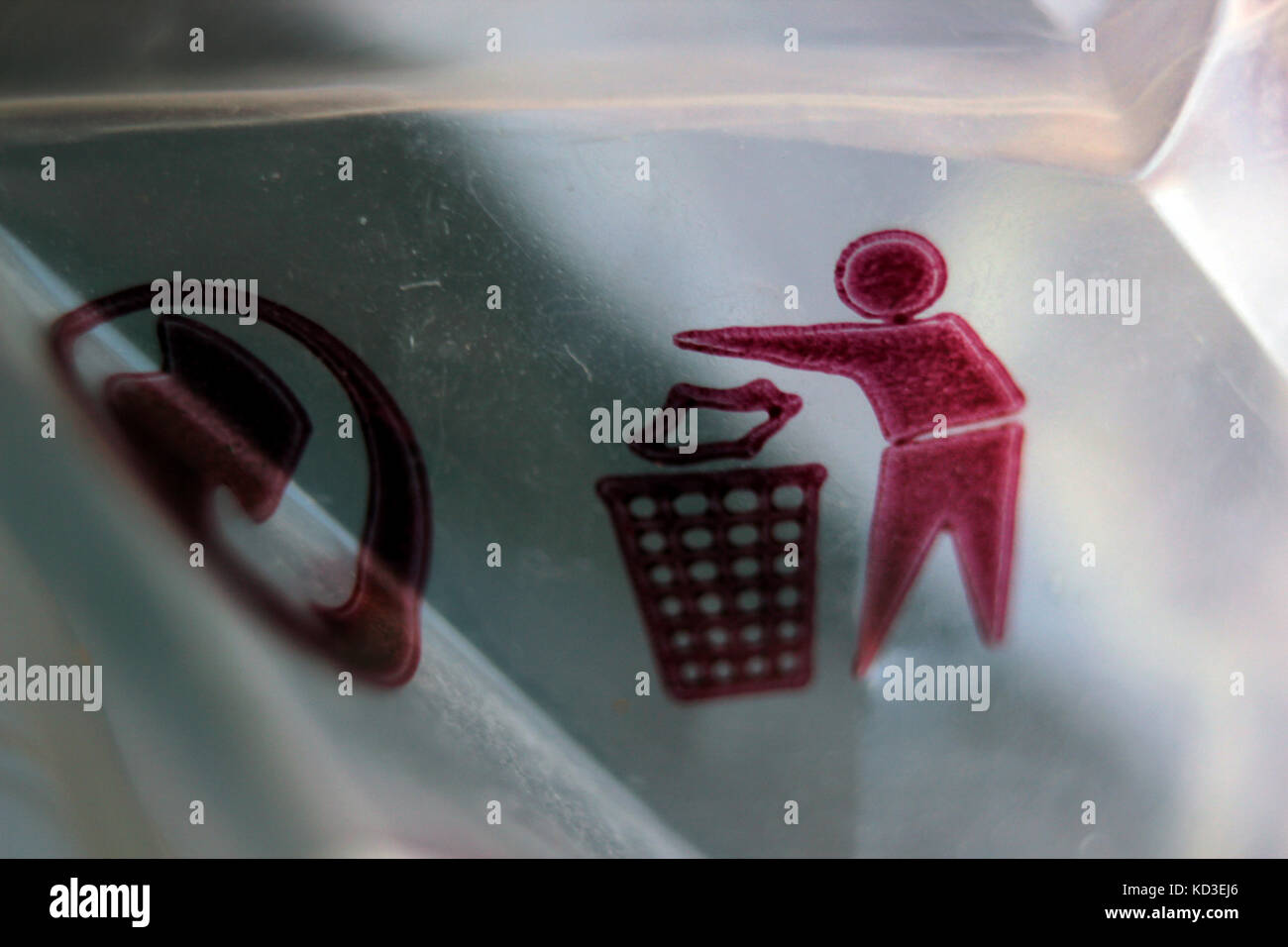 Close-up of garbage drop icon in a plastic bag Stock Photo - Alamy