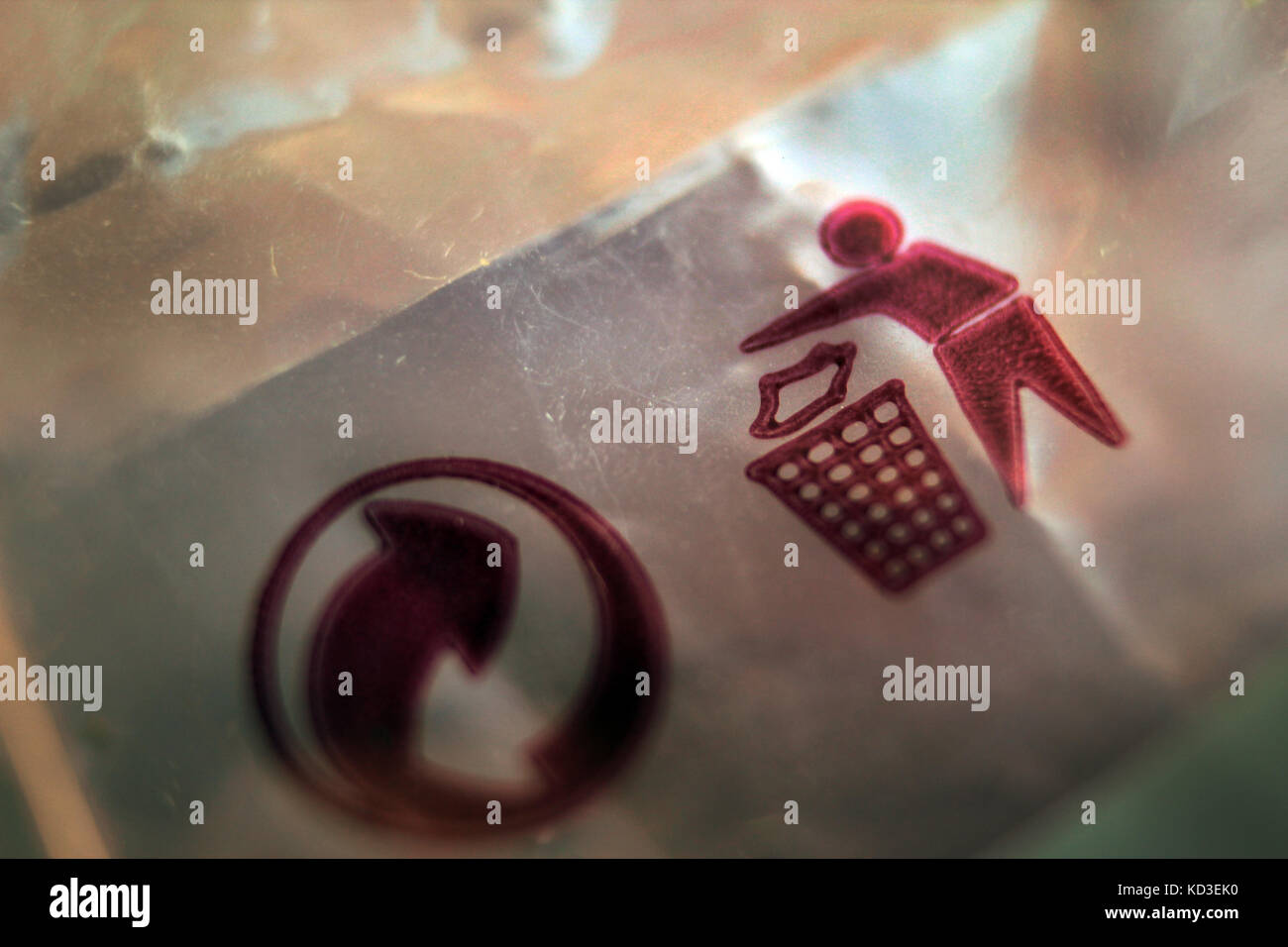 Close-up of garbage drop icon in a plastic bag Stock Photo - Alamy