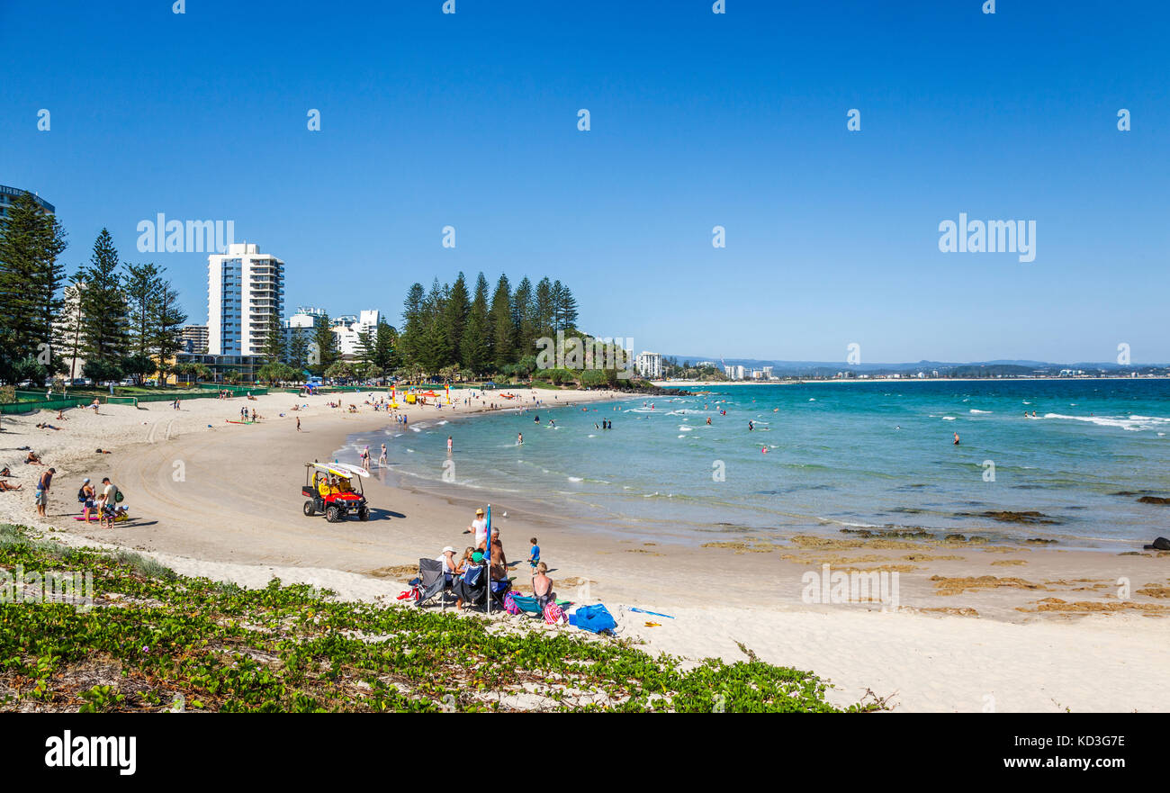 Australia, Queensland, Coolangatta, view of Rainbow Bay Beach Stock Photo