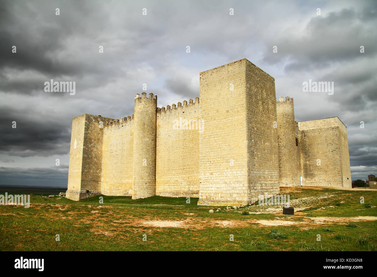 Montealegre castle in a stormy sky, Route of the Castles, Valladolid, Castilla y Leon, Spain Stock Photo