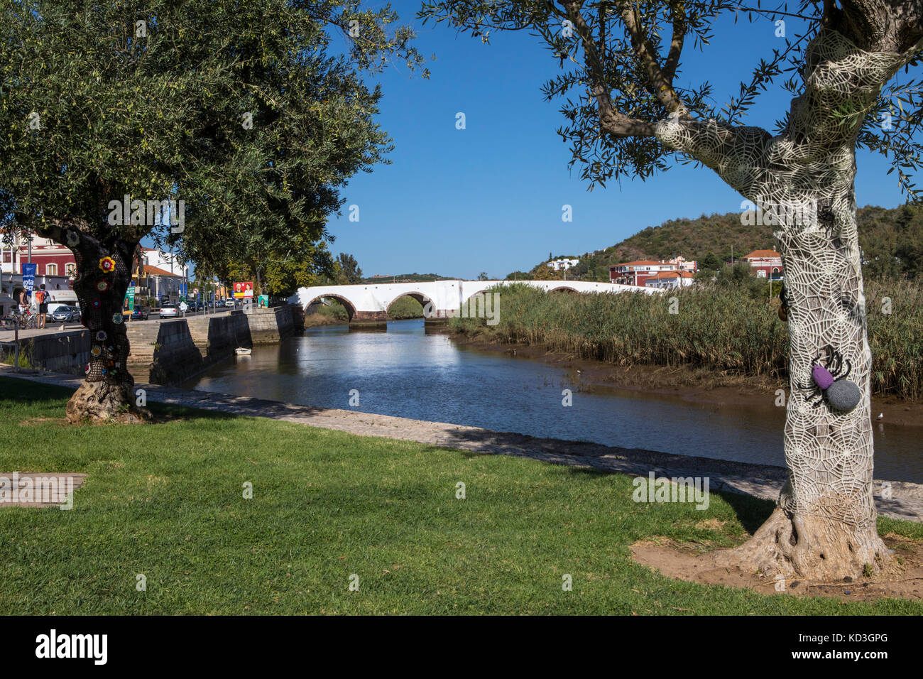 The Ponte Romana bridge in the historic city of Silves in the Algarve region of Portugal. Stock Photo