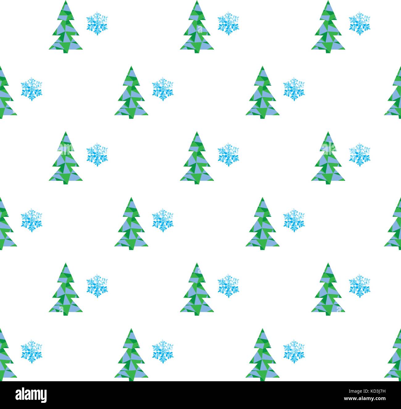 vector illustration of seamless pattern with trees and snowflakes Stock ...