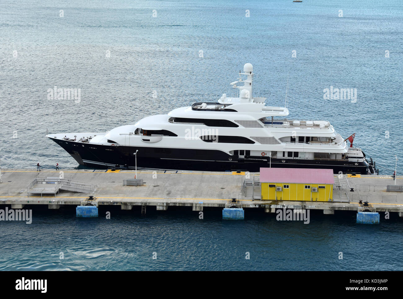 Modern luxury yacht docking in Sait Martin Caribbean Stock Photo