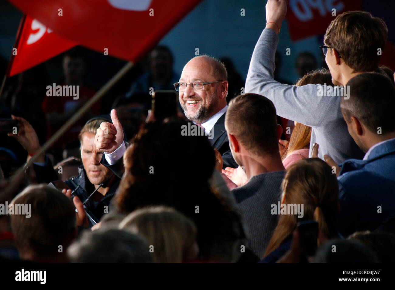 Martin Schulz - Wahlkampfauftritt des Kanzlerkandidaten der SPD, Gendarmenmarkt, 12. September 2017, Berlin. Stock Photo