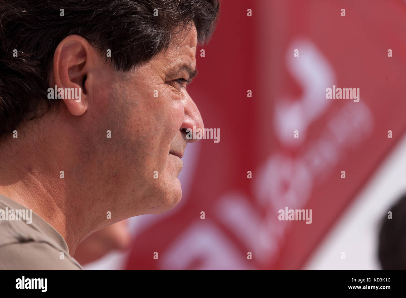 Jerry Dias, Unifor union president is pictured at a solidarity rally in Ingersoll ON on Oct, 6, 2017. Stock Photo