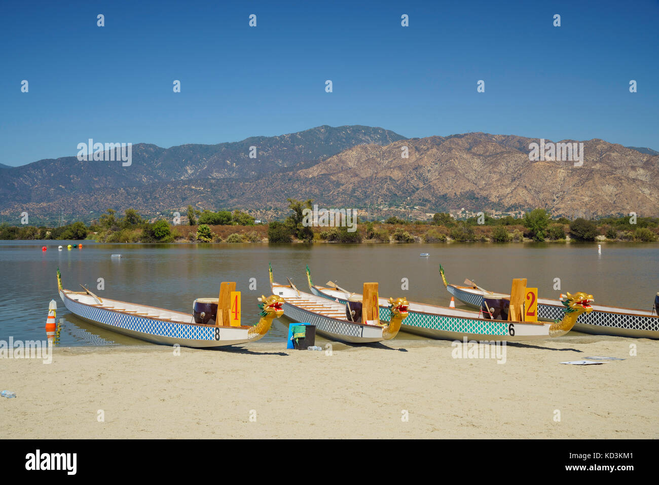 Dragon boat at Santa Fe Dam Recreation Area, Los Angeles County