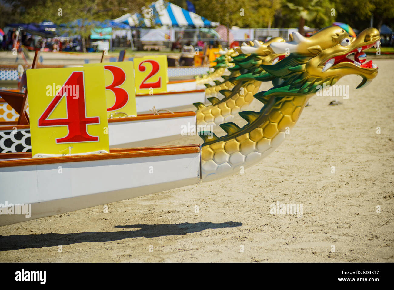 Dragon boat at Santa Fe Dam Recreation Area, Los Angeles County