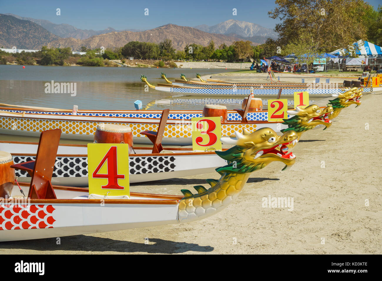 Dragon boat at Santa Fe Dam Recreation Area, Los Angeles County