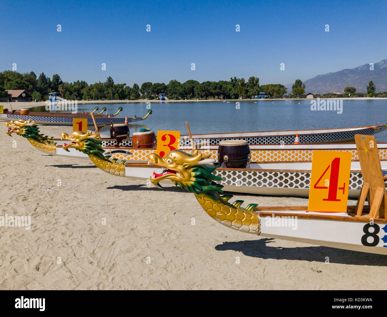Dragon boat at Santa Fe Dam Recreation Area, Los Angeles County