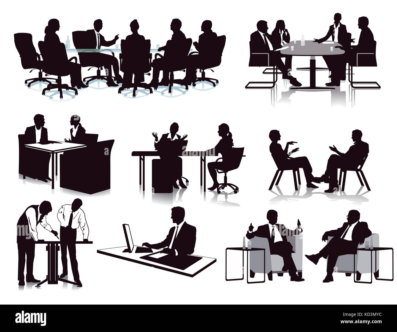 Business meeting discussion, illustration Stock Photo