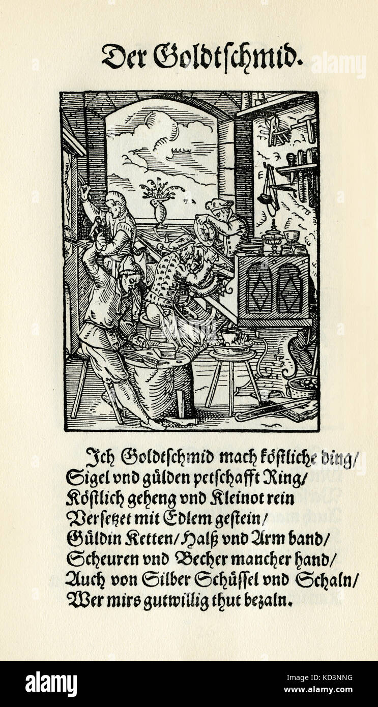 Goldsmith (der Goldschmied / Goldschmid), from the Book of Trades / Das