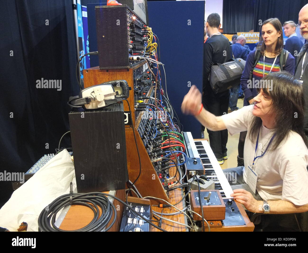 Performer at at Synthfest UK demonstrating Moog modular synthesizer