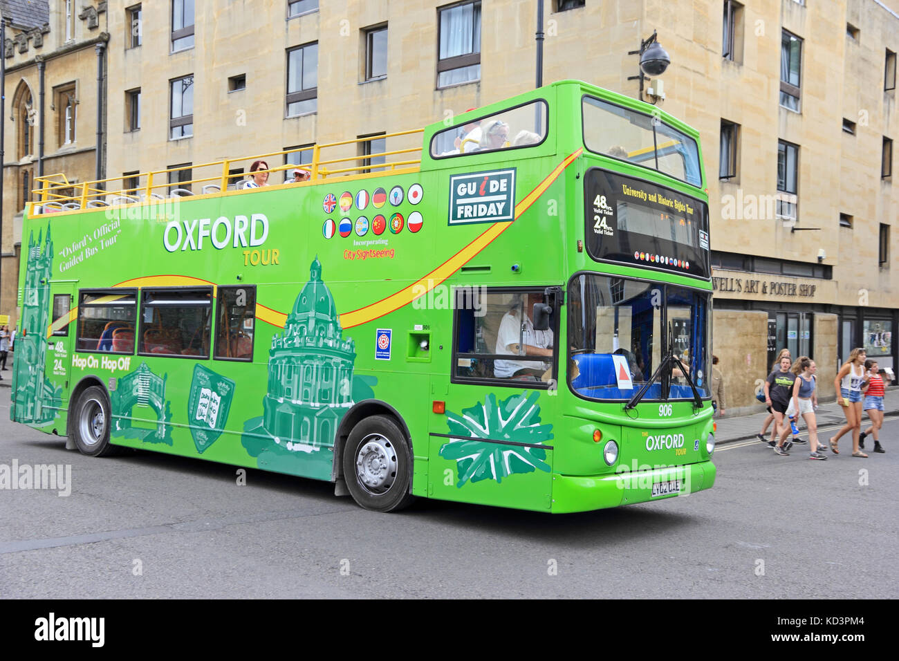 Open topped tourist tour bus, Oxford, UK Stock Photo