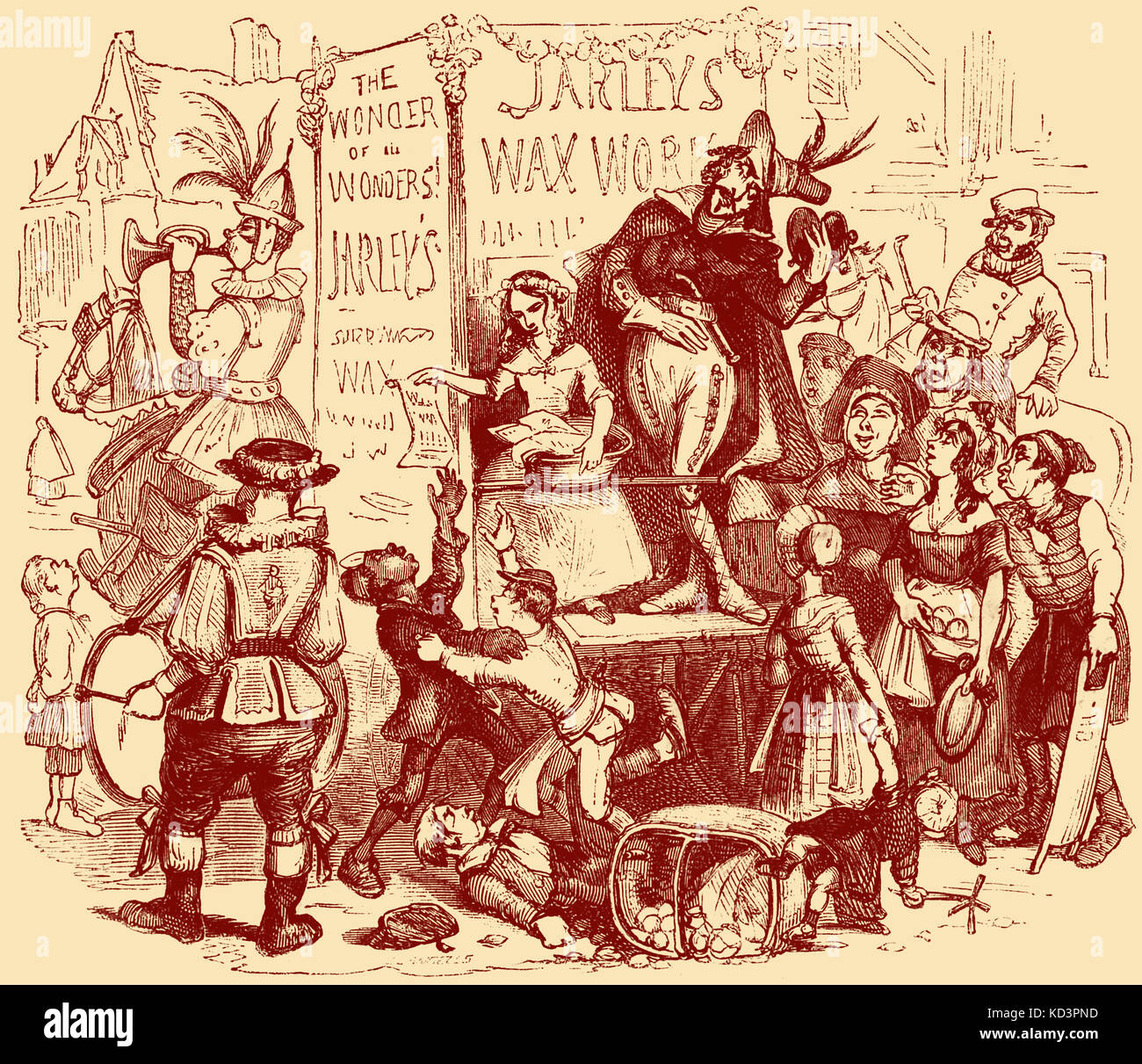 Charles Dickens 's ' The Old Curiosity Shop'.  First published 1841. Description: Little Nell and Jarley's wax work. Chapter Tewnty-Nine. Illustration by Hablot K. Browne  -  'Phiz' (1815-1882) CD:  English novelist 7 February 1812 – 9 June 1870 Stock Photo