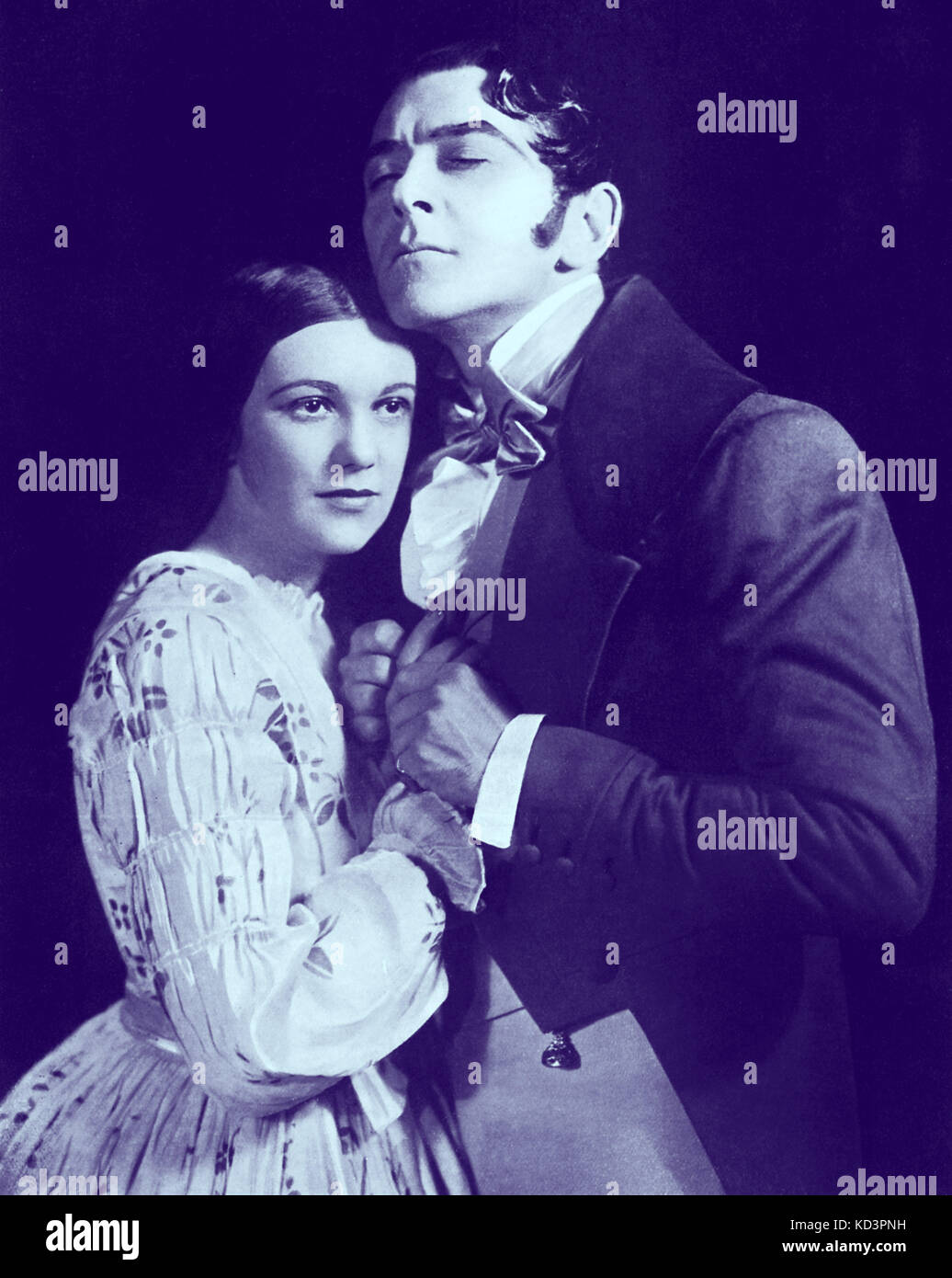 'Jane Eyre' with Reginald Tate as Mr Rochester and Curigwen Lewis as Jane.  'To be your wife is for me to be as happy as I can be on earth'. Cyril Phillips 's production,  the Queen's Theatre, London, 1936. Based on the novel by Charlotte Bronte. RT, English actor, 13 December 1896 – 23 August 1955. Stock Photo