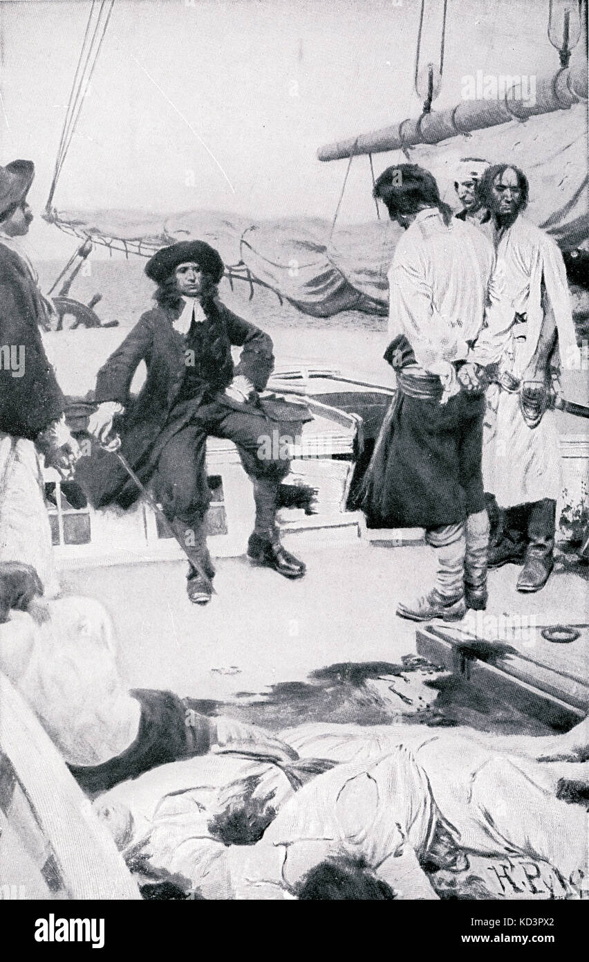 Colonel William Rhett aboard a pirate ship. British-born plantation ...