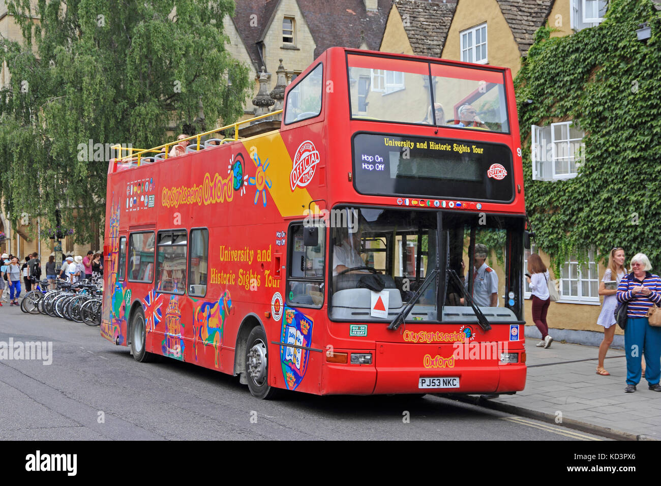Open topped tourist tour bus, Oxford, UK Stock Photo