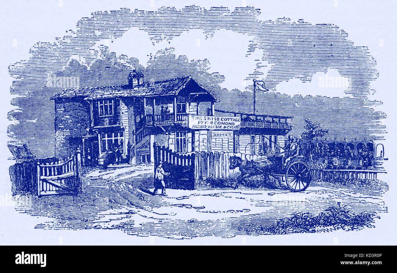Swiss Cottage tavern, London, c. 1840. Finchley Road. Stock Photo